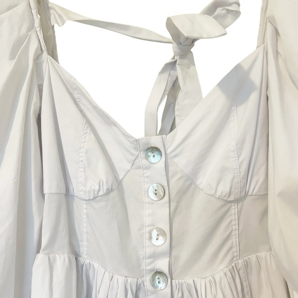 Revolve LPA Albany mini dress in white size XS puff sleeves bachelorette bow tie - Picture 4 of 8